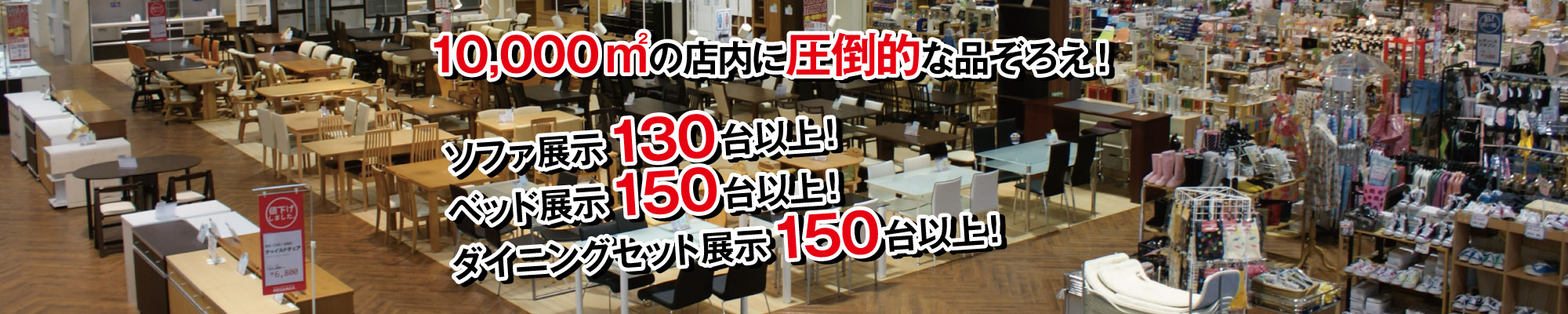 １０，０００ｍ２の圧倒的な品揃え
