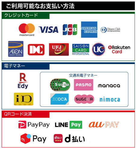 ご利用可能な決済方法